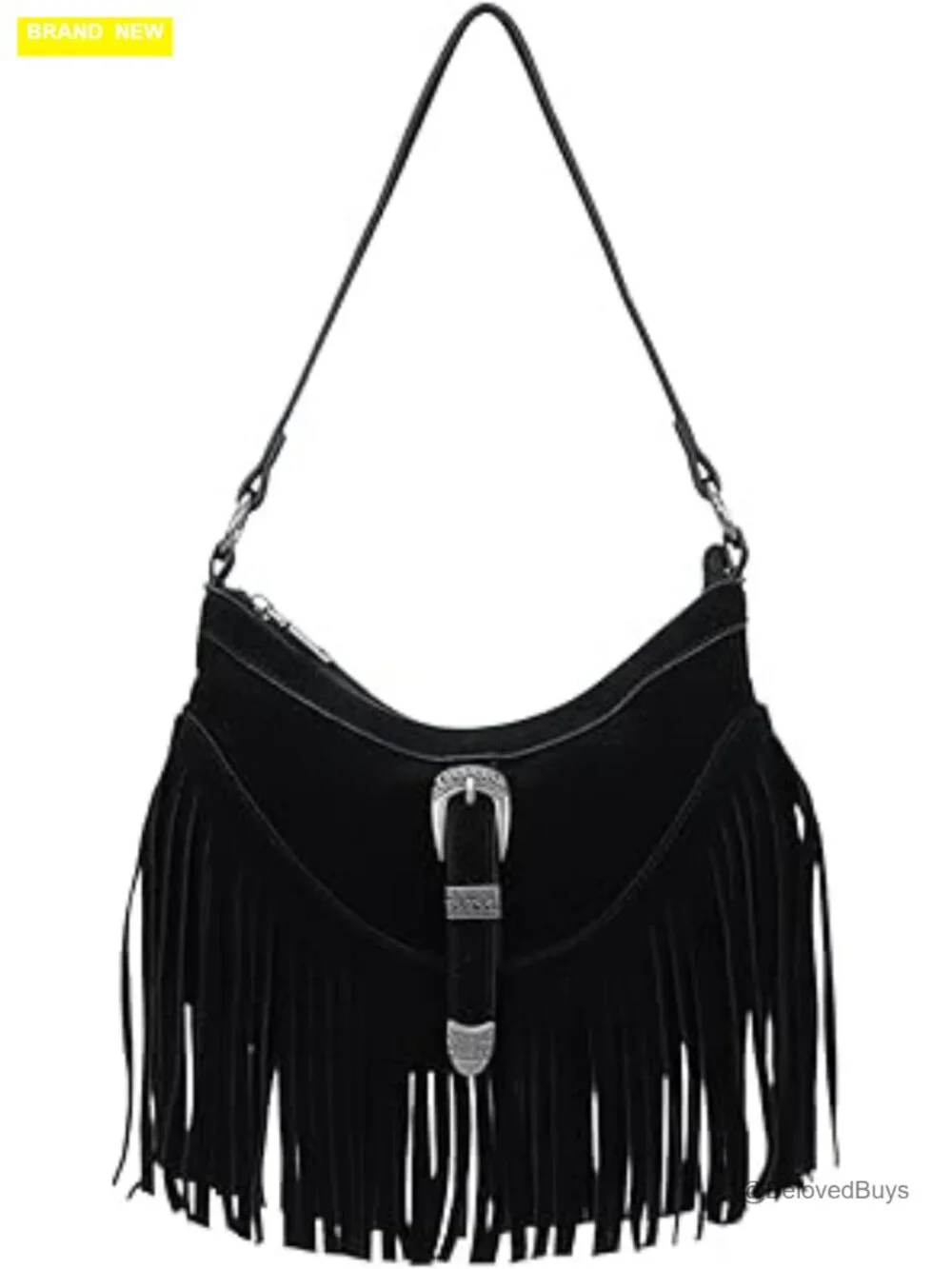 Faux Leather Fringe Hobo Purse with Tassel Detachable Straps
